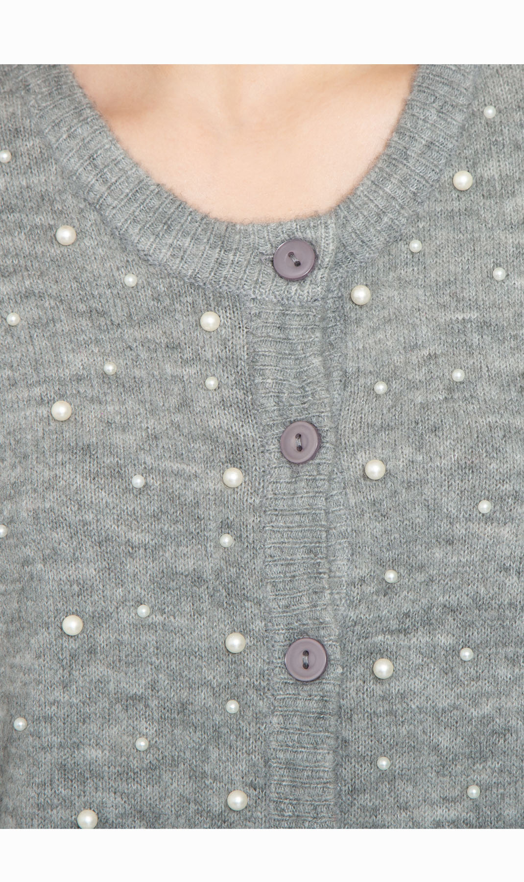 Women's Faux Pearl Cardigan in Cashmere-like Soft Knit