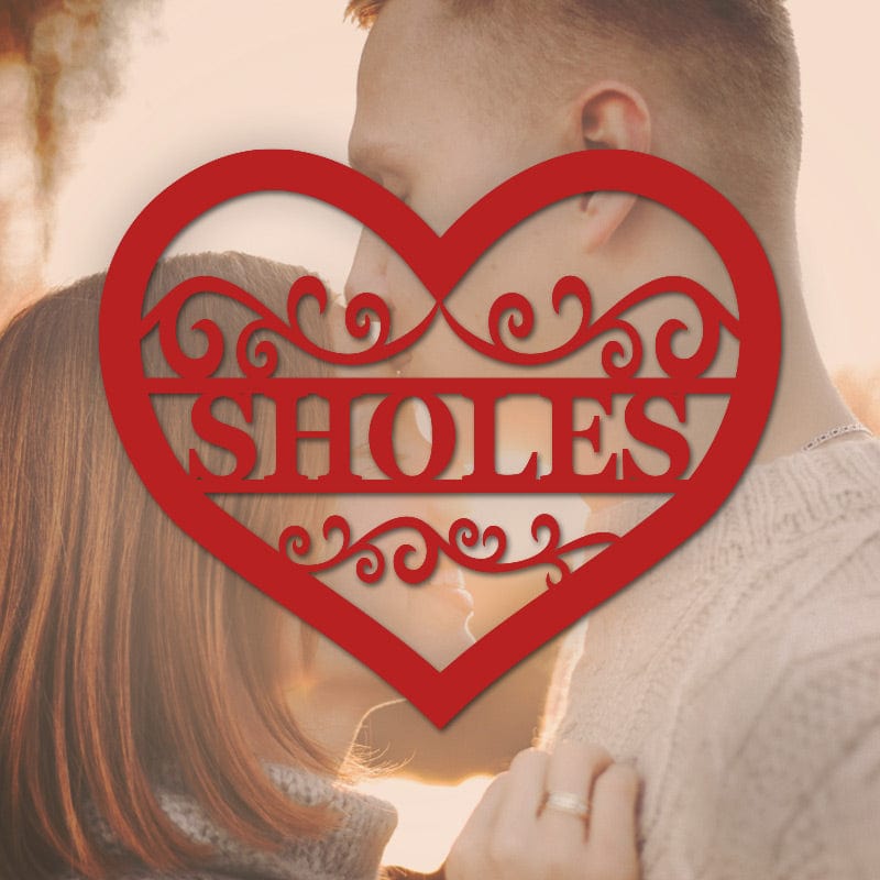 A Valentine Heart Monogram Metal Sign