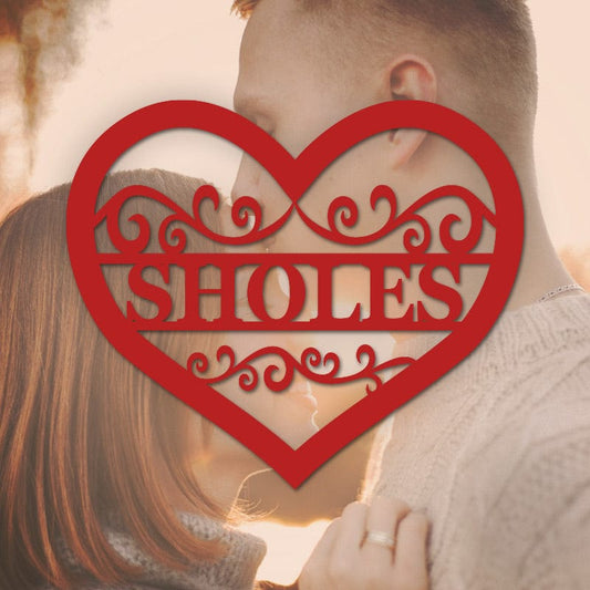 A Valentine Heart Monogram Metal Sign
