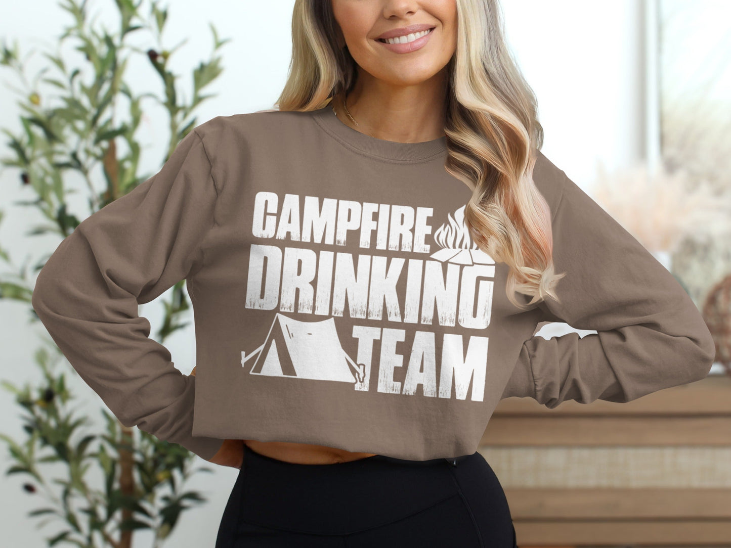 Campfire Drinking Team Graphic Design Great Gift Long Sleeve T-Shirt