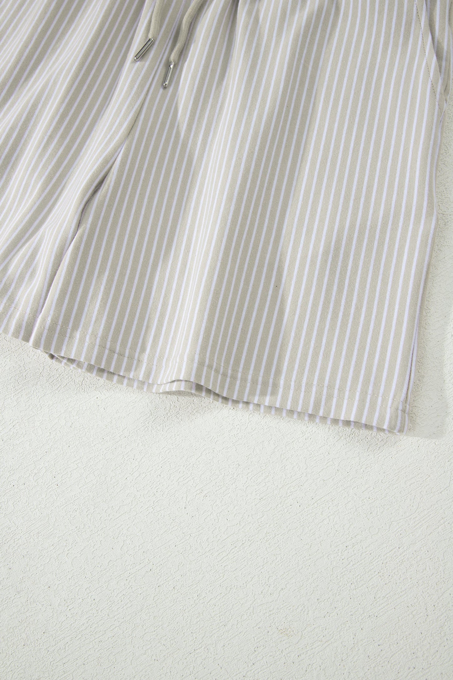 Stripe Dolman Sleeve Polo Shirt & Drawstring Shorts Set