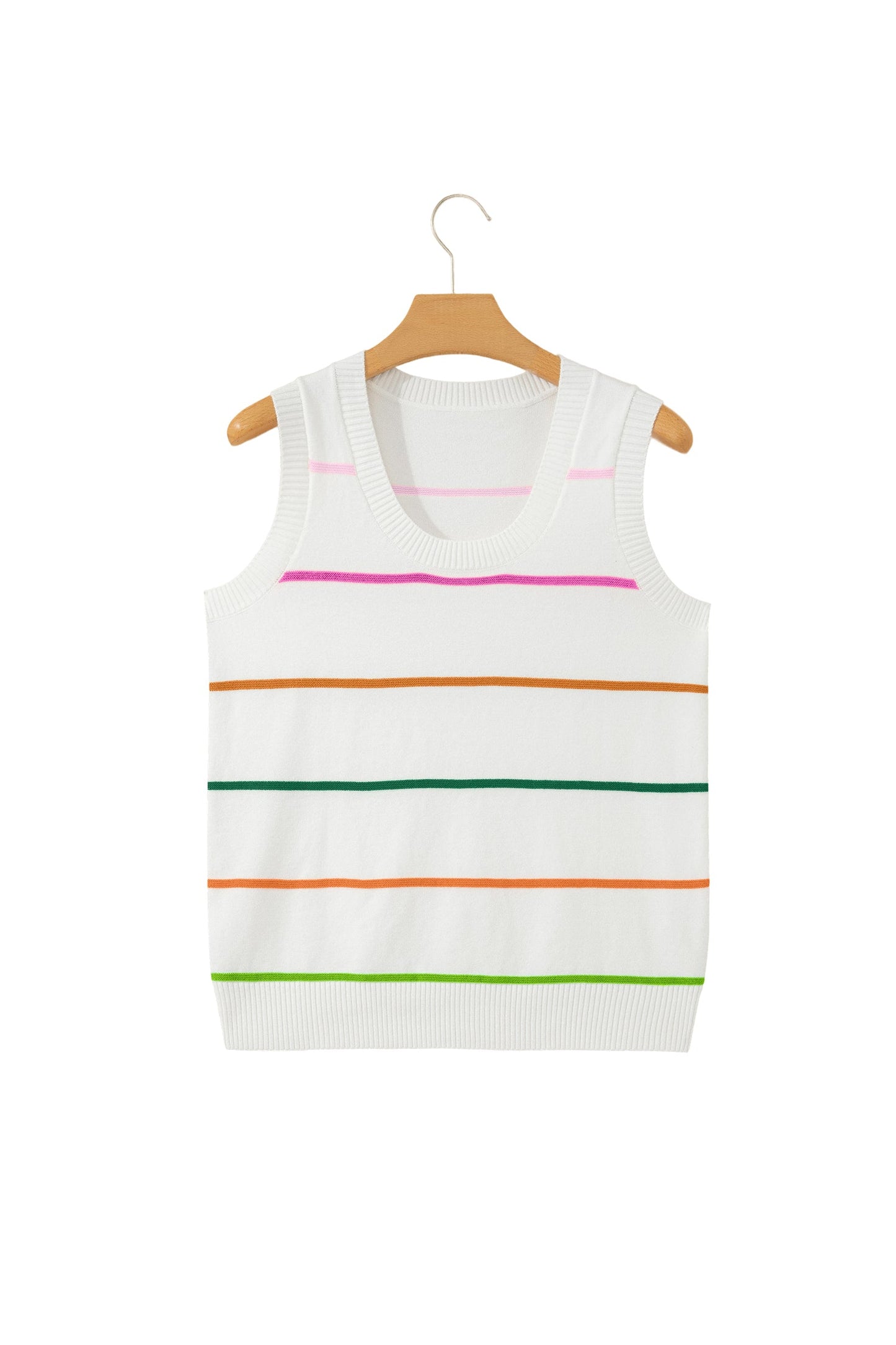Stripe Round Neck Sleeveless Sweater Tank