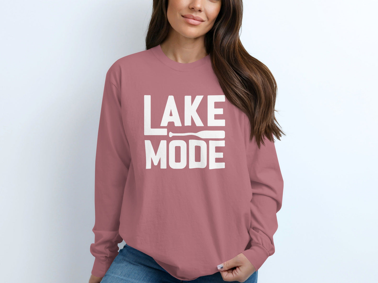 Lake Mode Paddle Graphic for Relaxation Long Sleeve T-Shirt