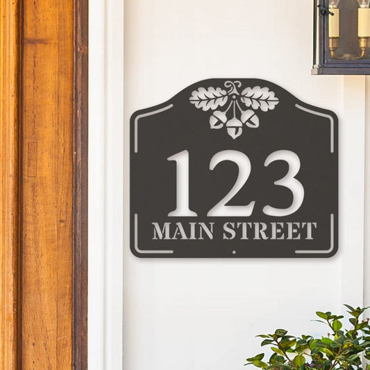Acorn Address Plaque Metal Sign