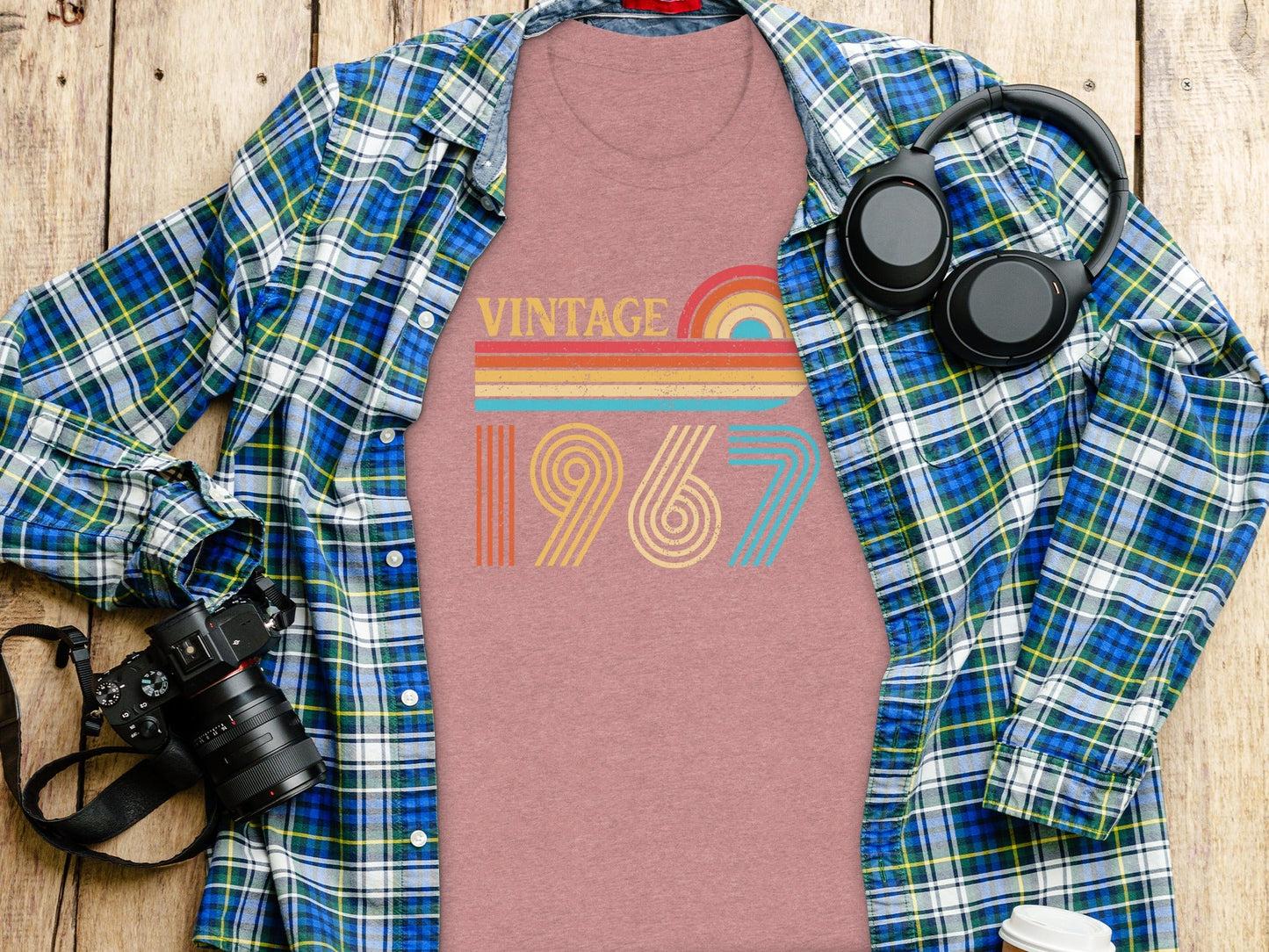 Vintage Since 1967 Retro Rainbow Birthday T-Shirt