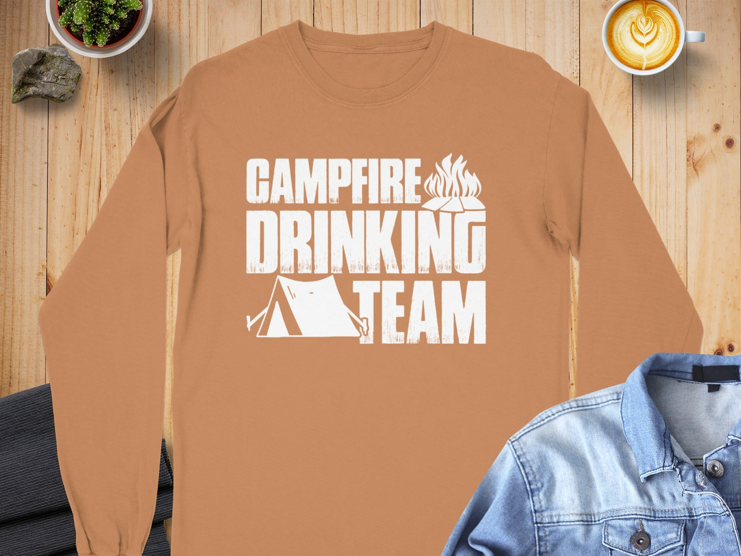 Campfire Drinking Team Graphic Design Great Gift Long Sleeve T-Shirt