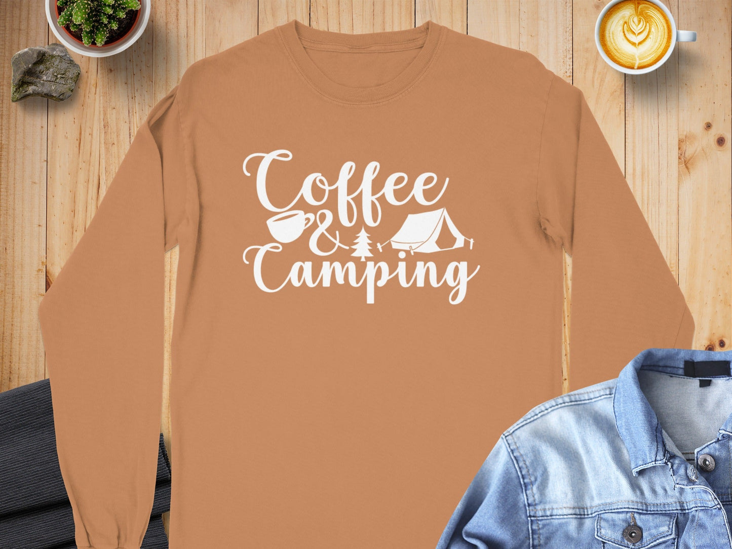 Coffee and Camping Adventure Design Long Sleeve T-Shirt