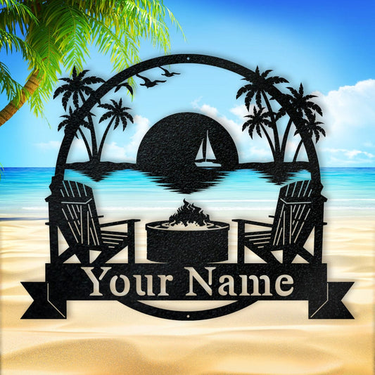 Beach Fire Pit Monogram