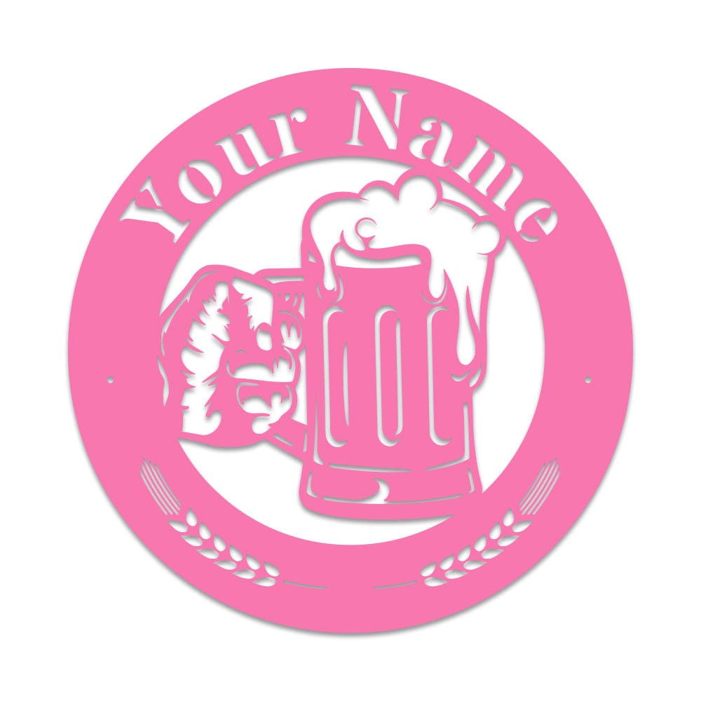 Beer Mug Metal Sign - Custom Circle Monogram Design | Durable Outdoor Decor