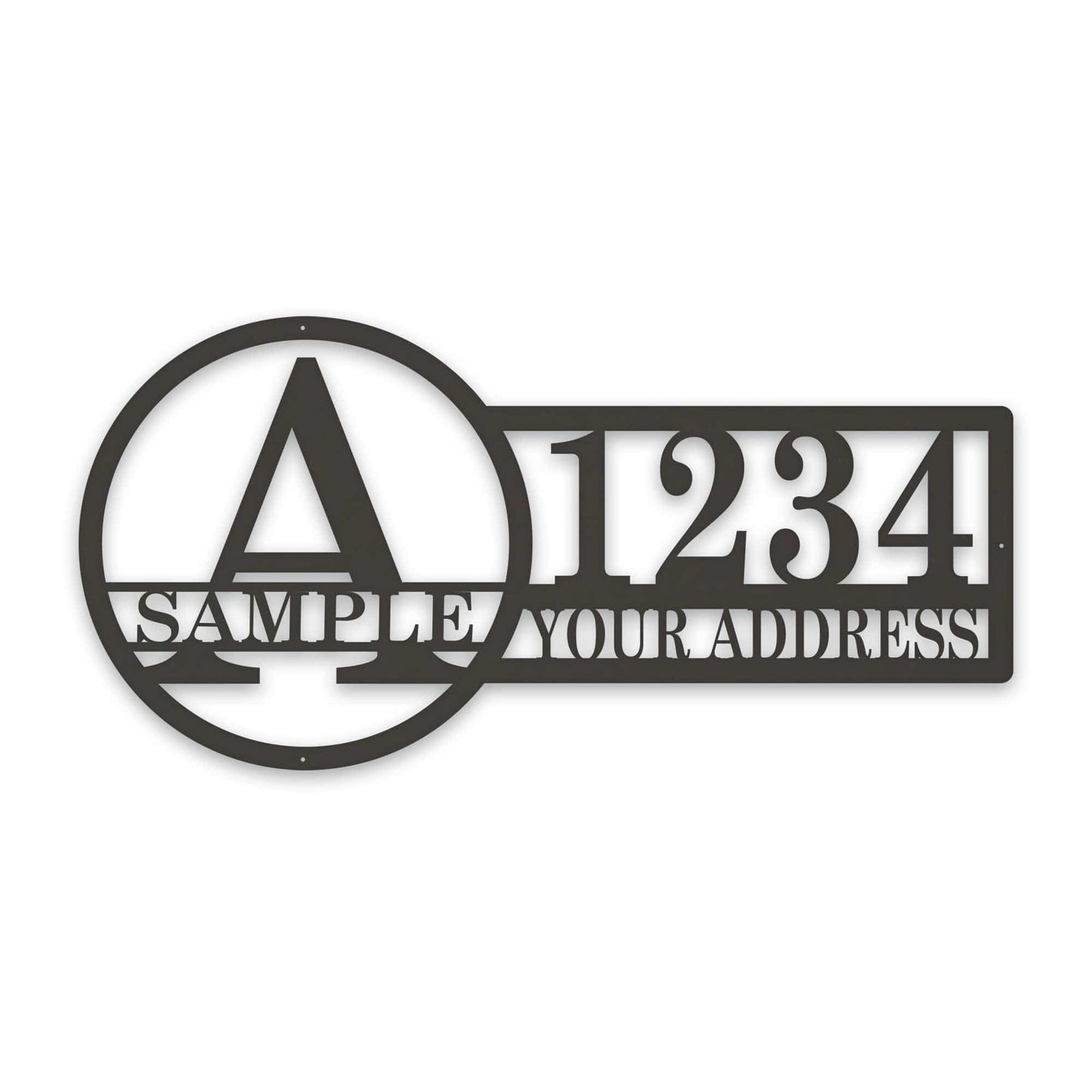 Bold Roman Split Letter Address Metal Sign