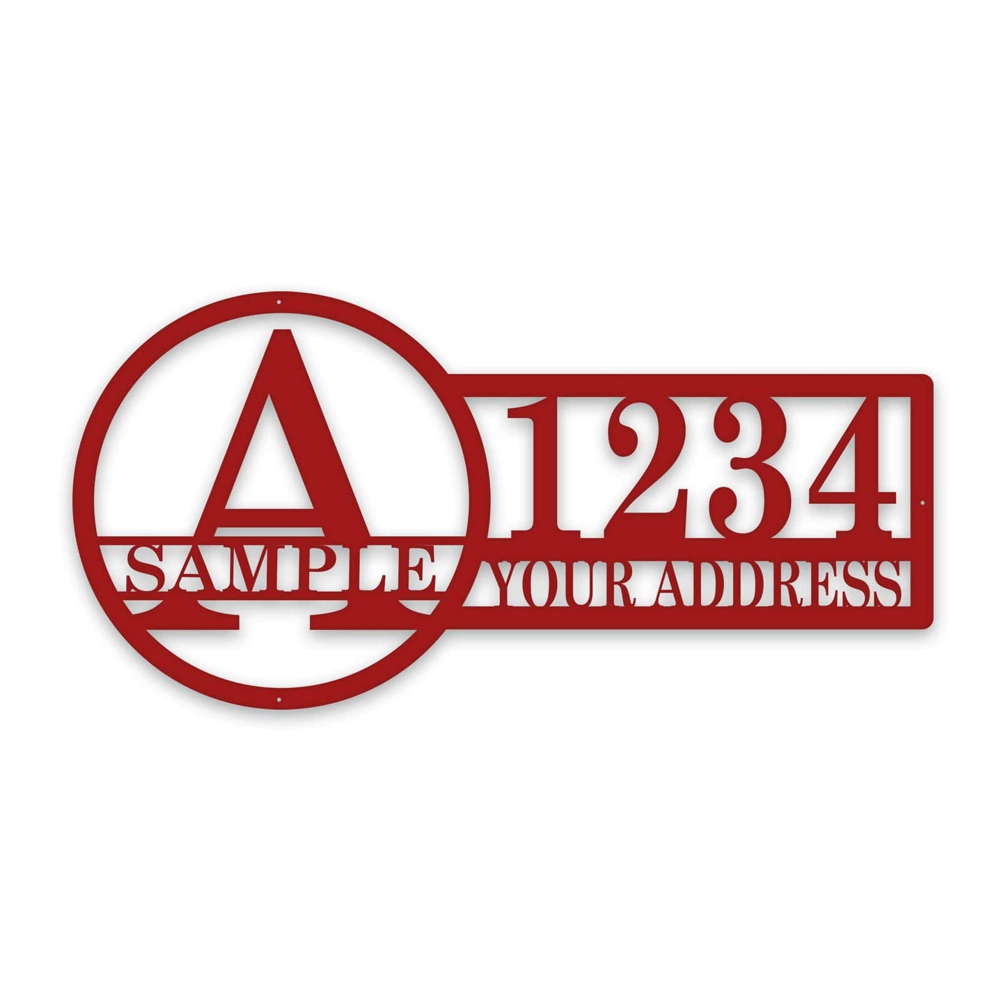 Bold Roman Split Letter Address Metal Sign