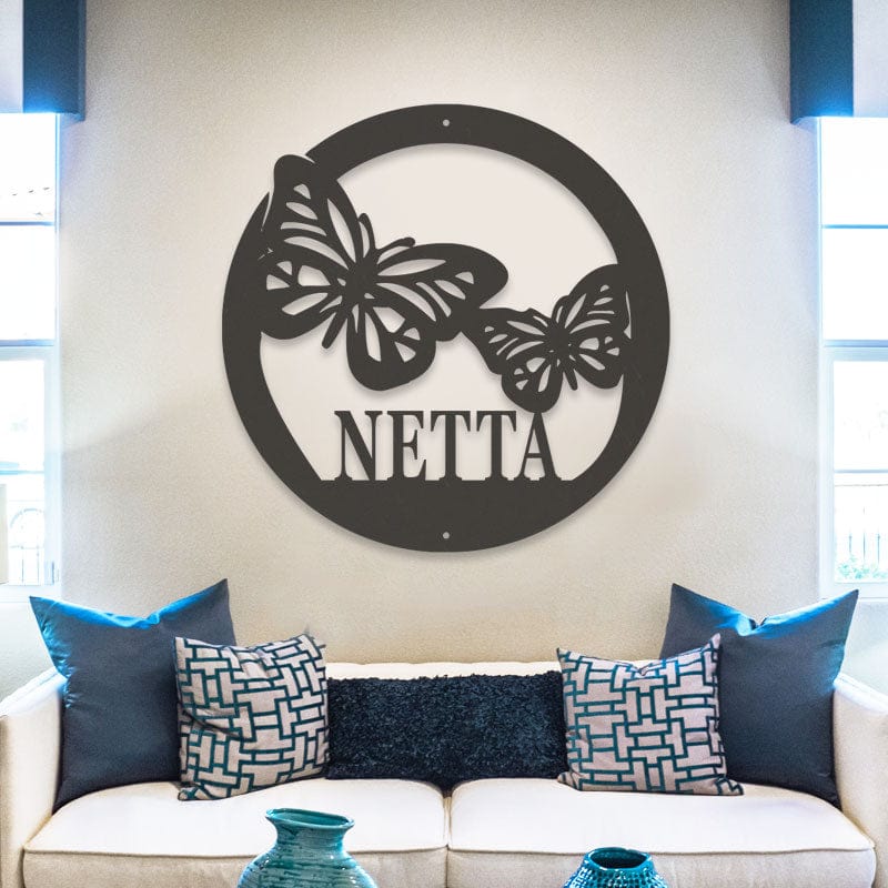 Butterfly Metal Sign - Custom Butterfly Monogram Design | Outdoor Wall Art