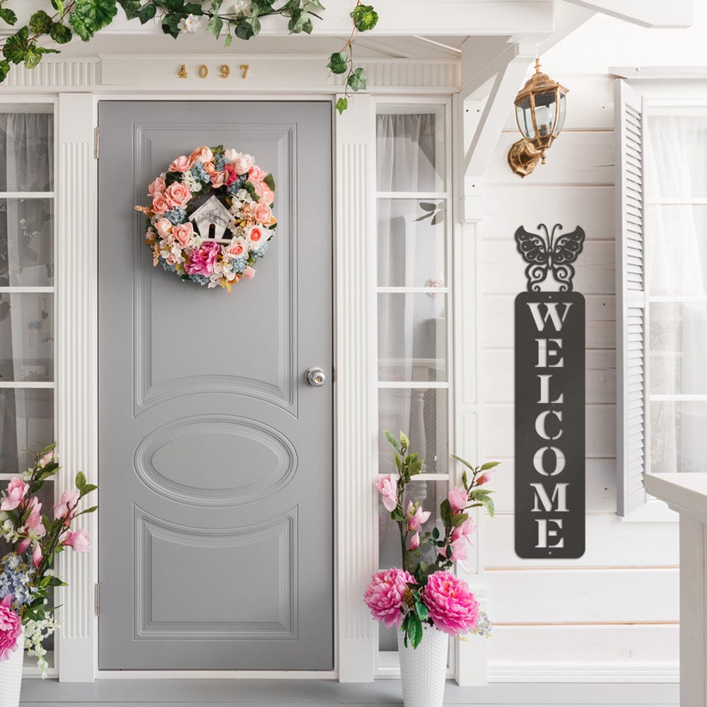Butterfly Welcome Metal Sign