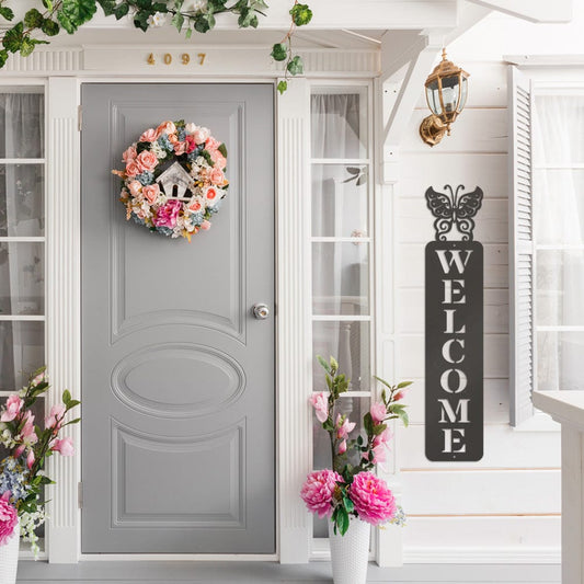 Butterfly Welcome Metal Sign