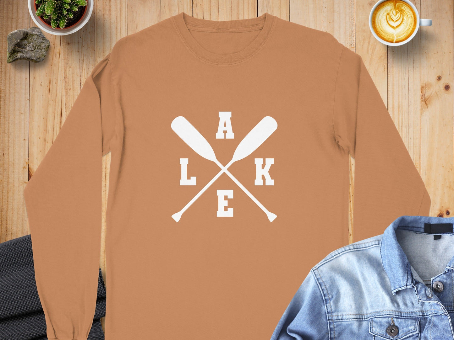 A Lake With Crossed Paddles Graphic Long Sleeve T-Shirt