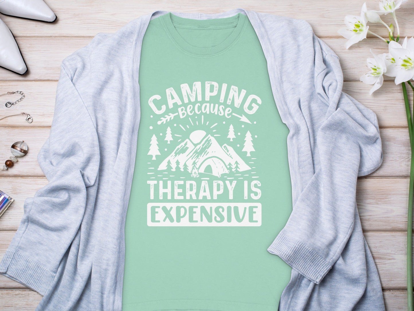 Camping Because Therapy is Expensive Outdoor Long Sleeve T-Shirt