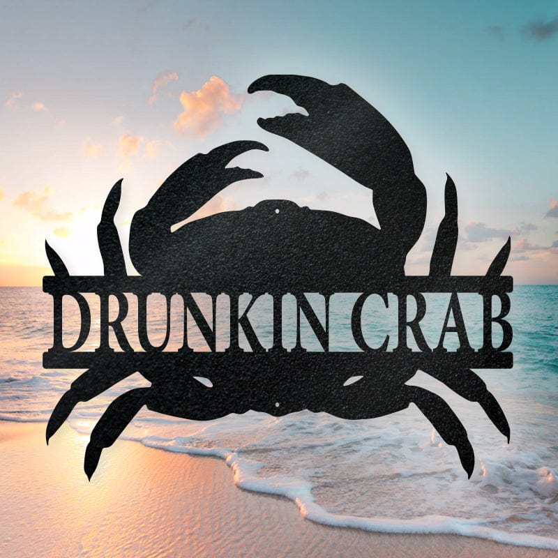 Crab Monogram | Personalized Metal Sign - Nautical Decor, Rust Resistant Outdoor Art