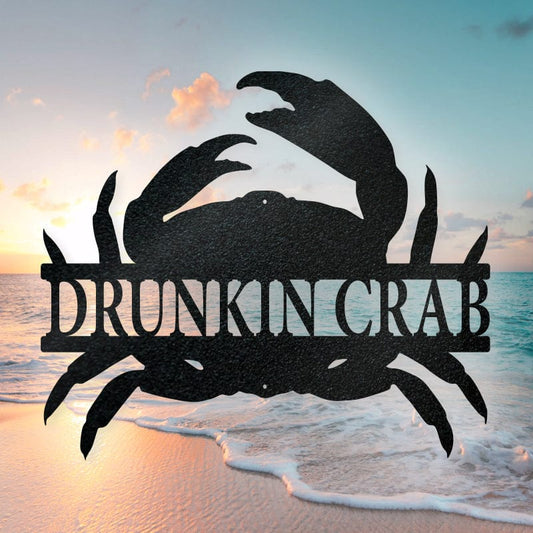 Crab Monogram | Personalized Metal Sign - Nautical Decor, Rust Resistant Outdoor Art
