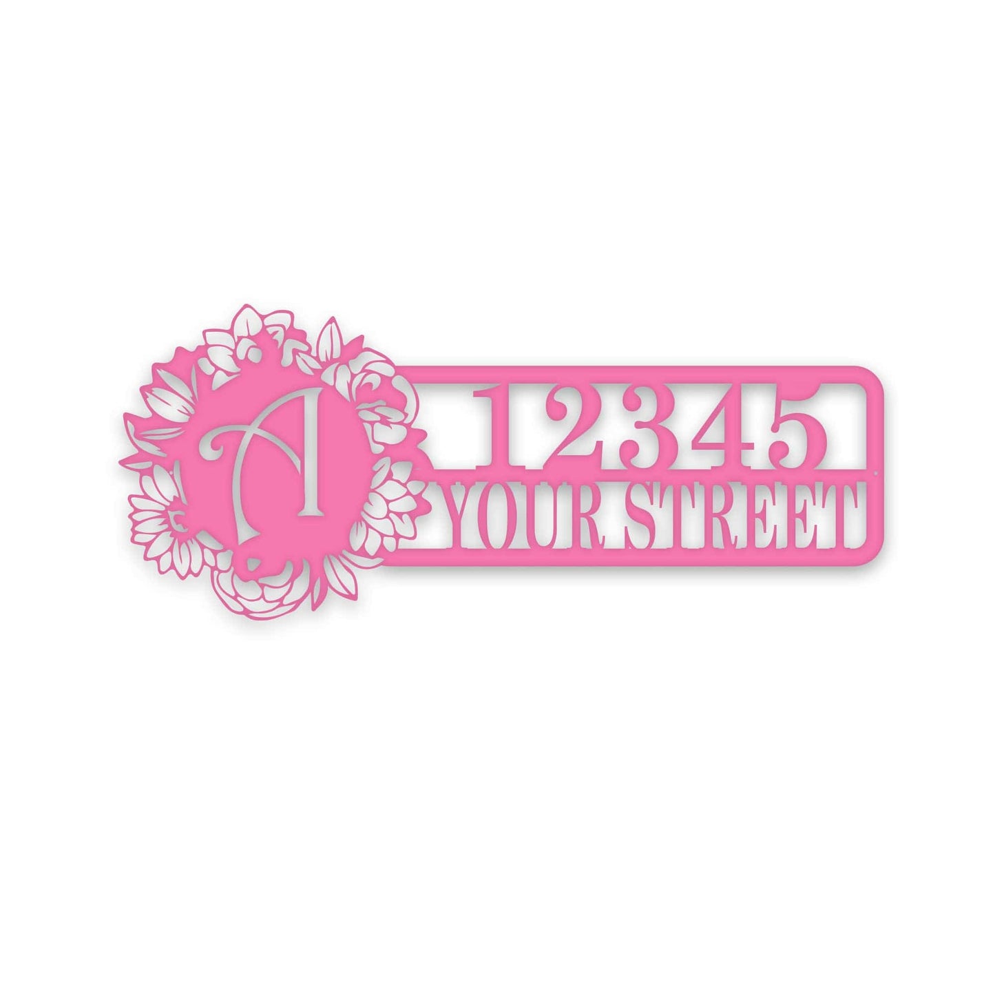 Custom Floral Initial & Address Sign