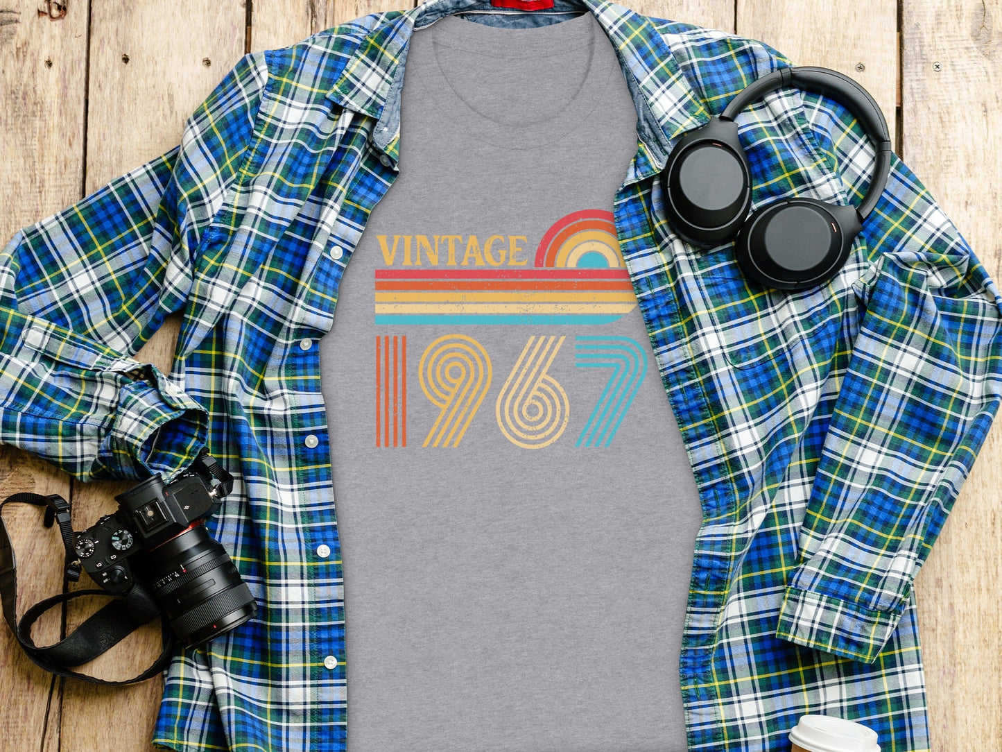 Vintage Since 1967 Retro Rainbow Birthday T-Shirt