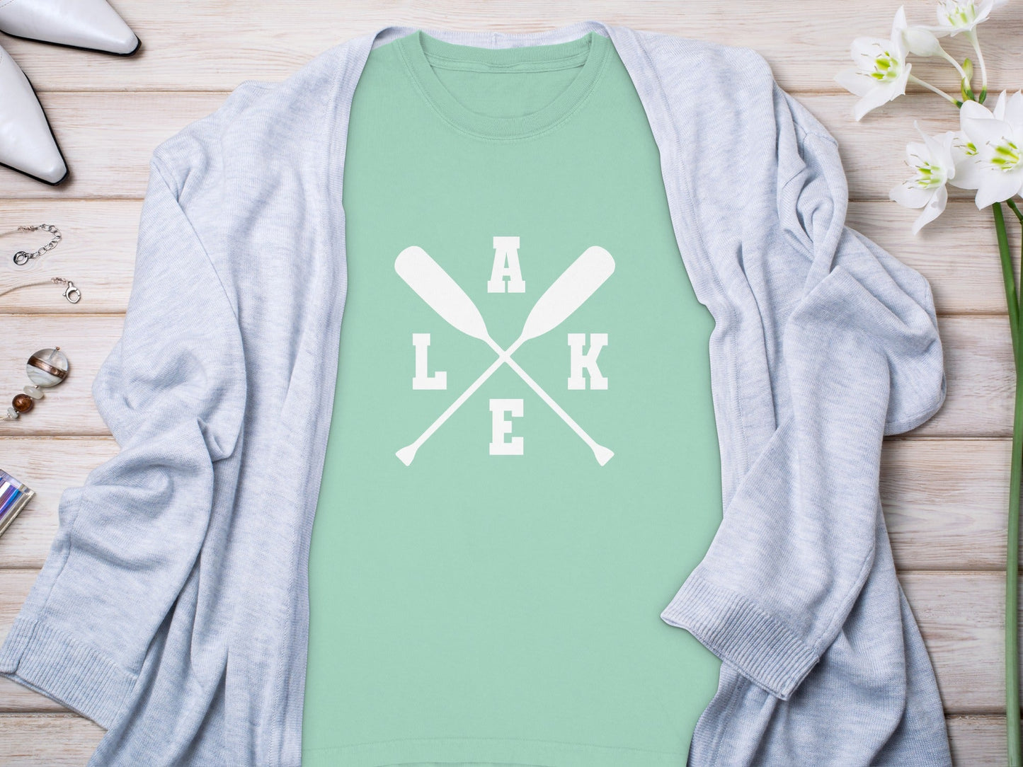 A Lake With Crossed Paddles Graphic Long Sleeve T-Shirt