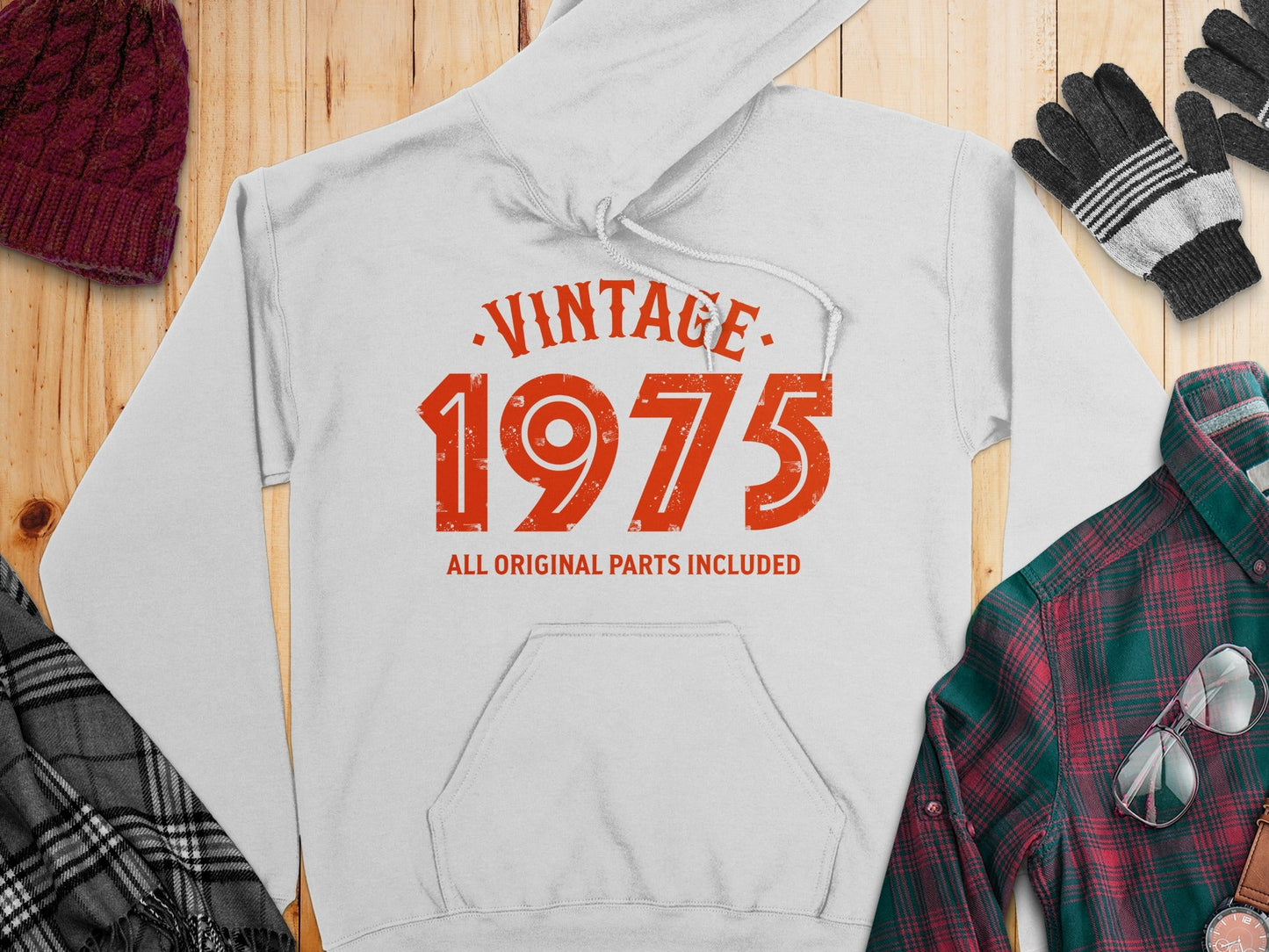 Vintage 1975 All Original Parts Included Graphic Design Hoodie