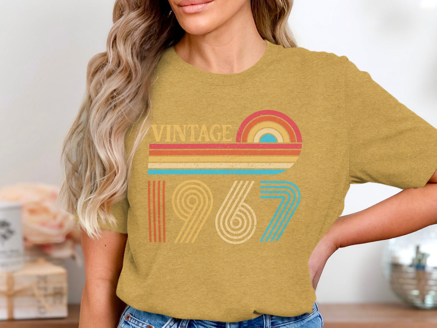 Vintage Since 1967 Retro Rainbow Birthday T-Shirt