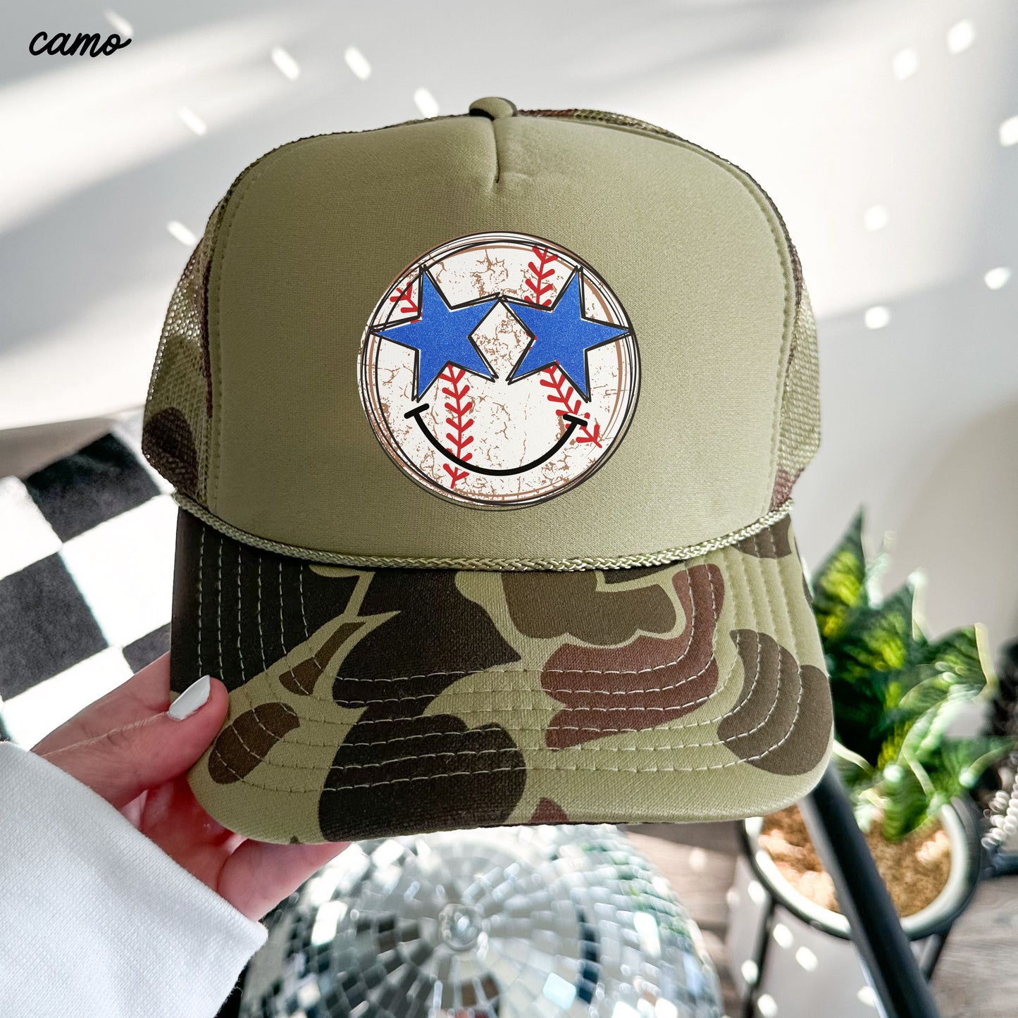 Baseball Star Eyes Trucker Hat *9 Colors