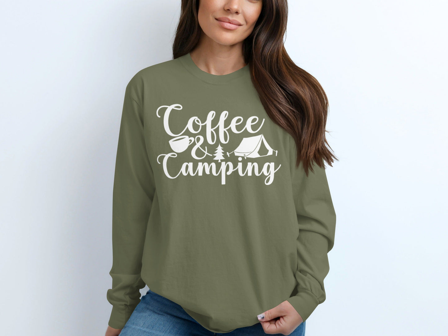 Coffee and Camping Adventure Design Long Sleeve T-Shirt