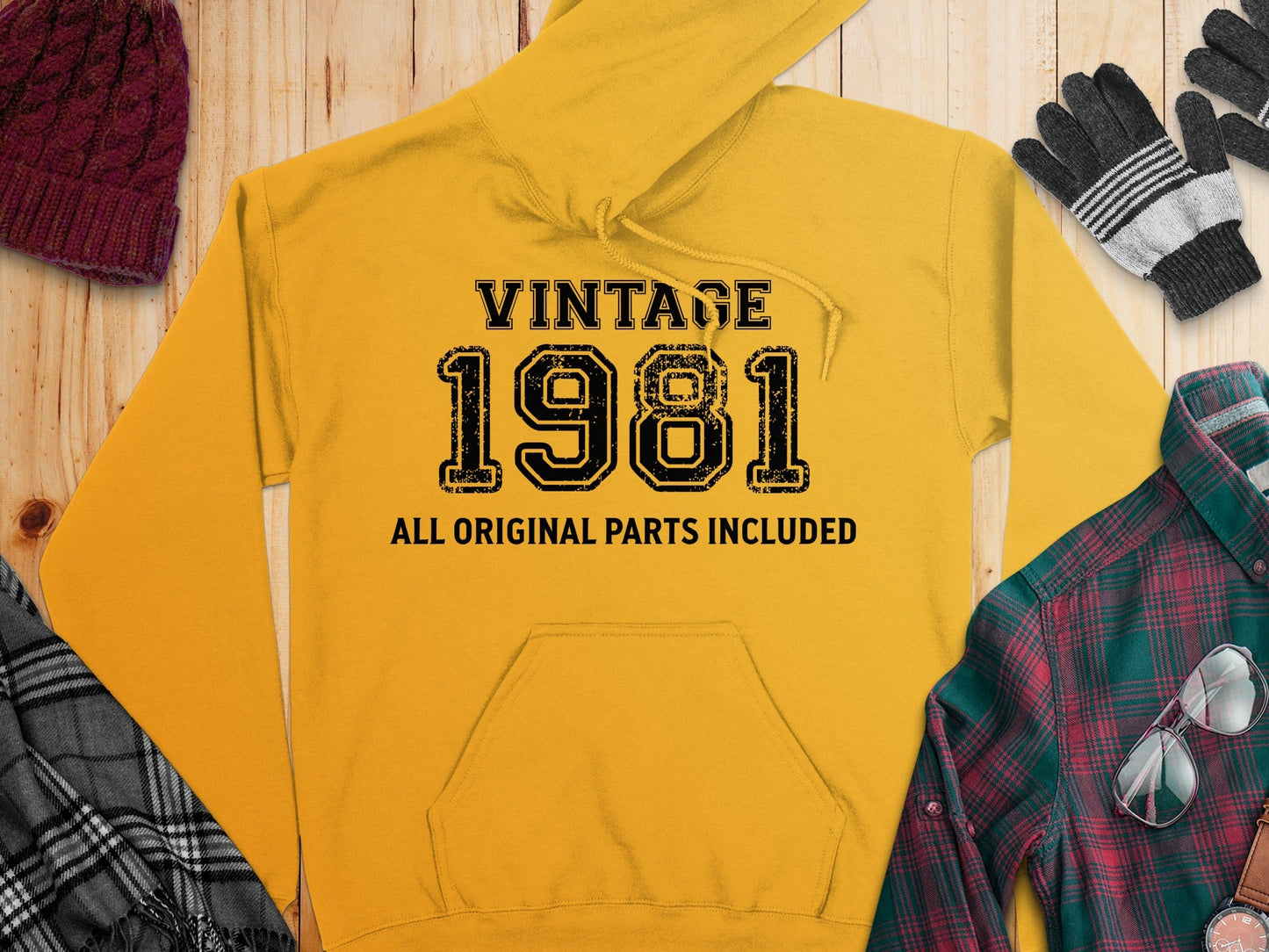 Vintage 1981 All Original Parts Included Birthday Hoodie