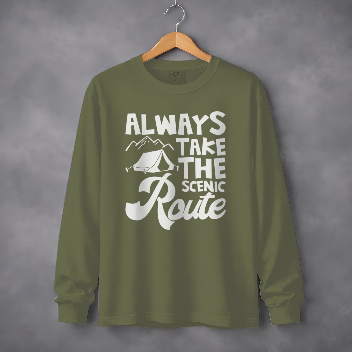Always Take Scenic Route Camping Adventure Long Sleeve T-Shirt