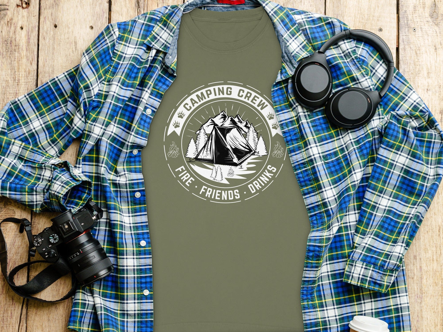 Camping Crew Fire Friends Drinks Design Long Sleeve T-Shirt