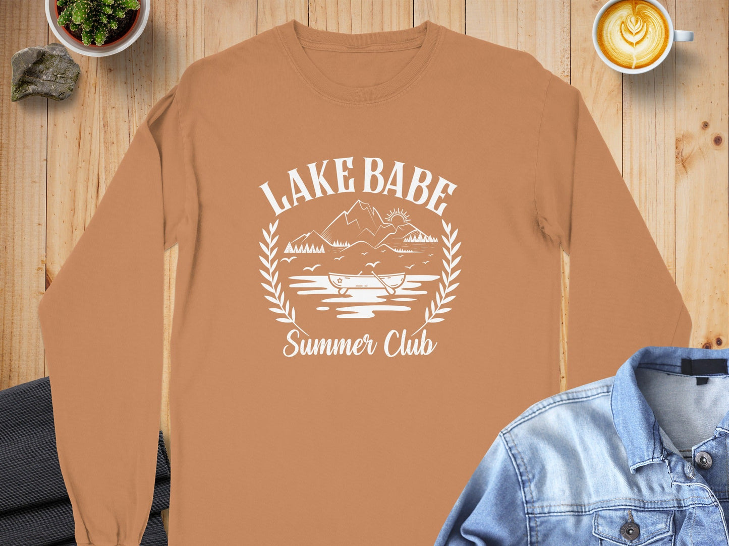 Lake Babe Summer Club Nature Scene Graphic Long Sleeve T-Shirt