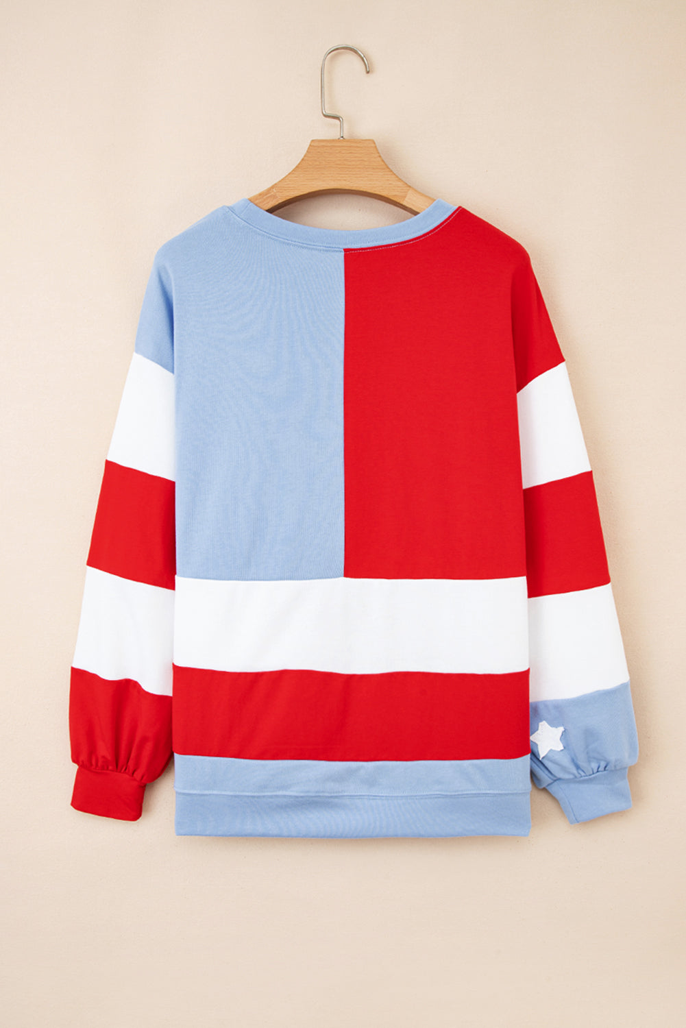 USA Flag Patchwork Drop Shoulder Oversize Sweatshirt