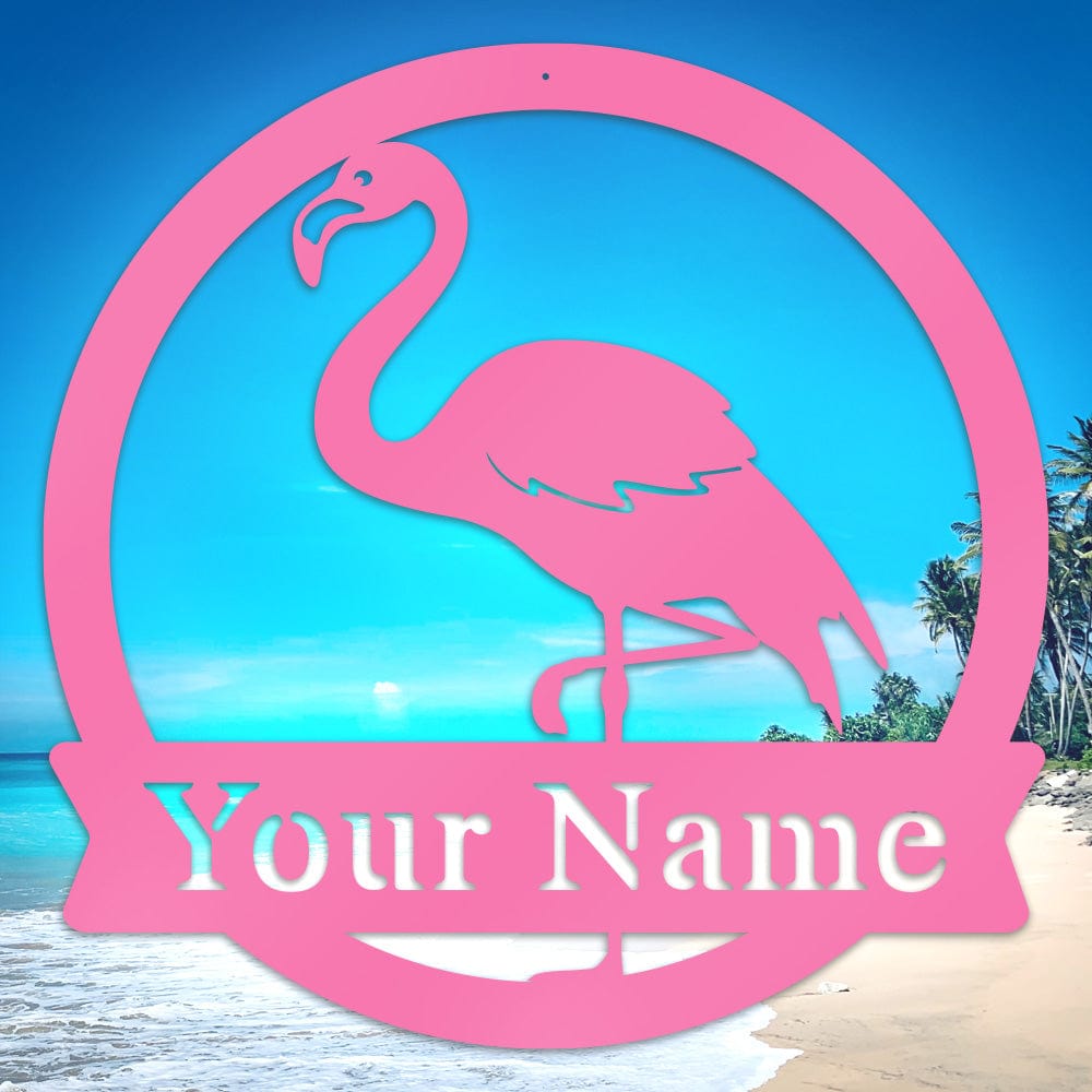 Flamingo Monogram Metal Sign