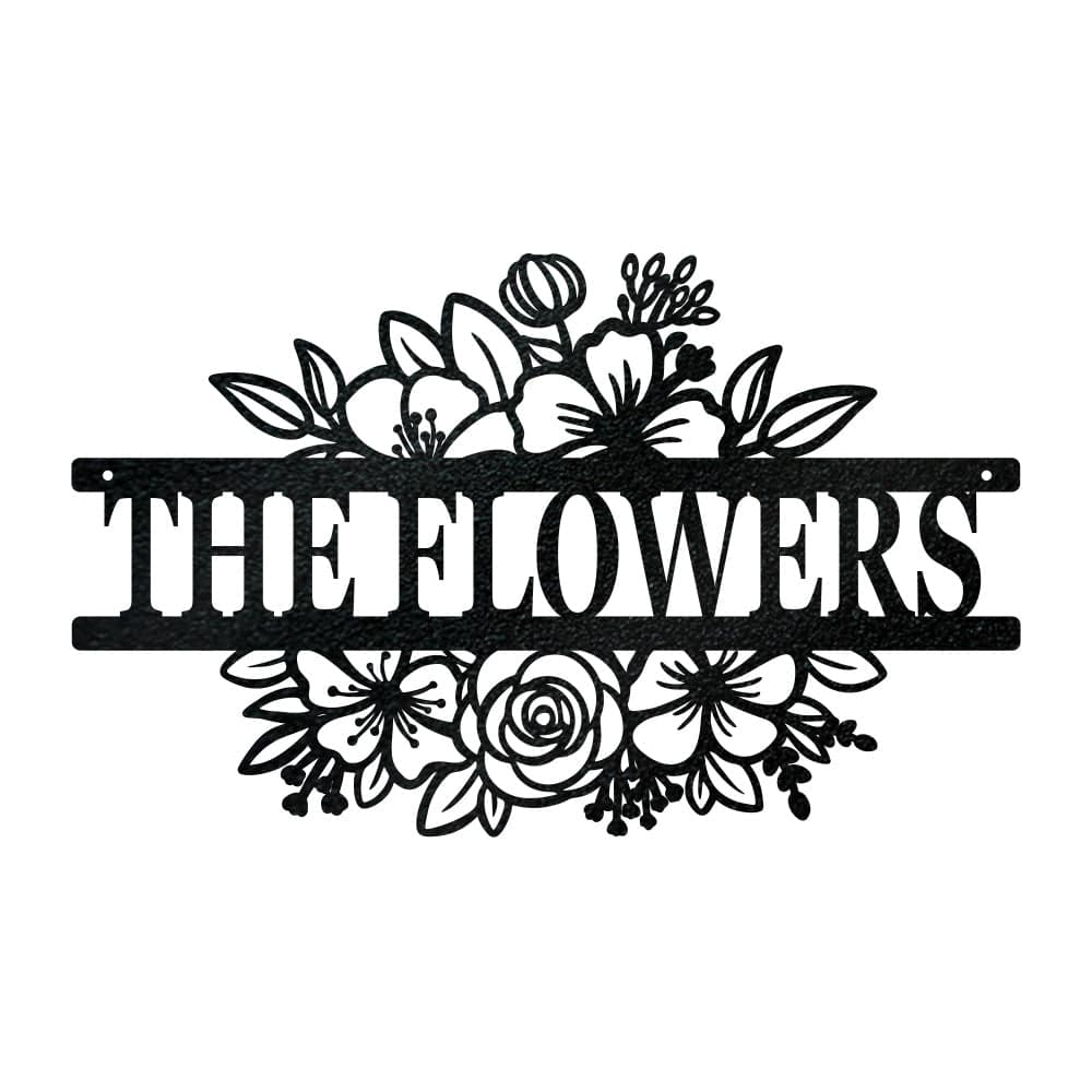 Flower Bouquet Monogram Metal Sign