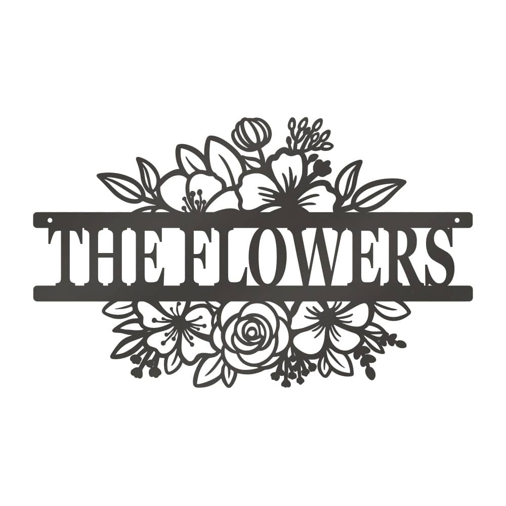 Flower Bouquet Monogram Metal Sign