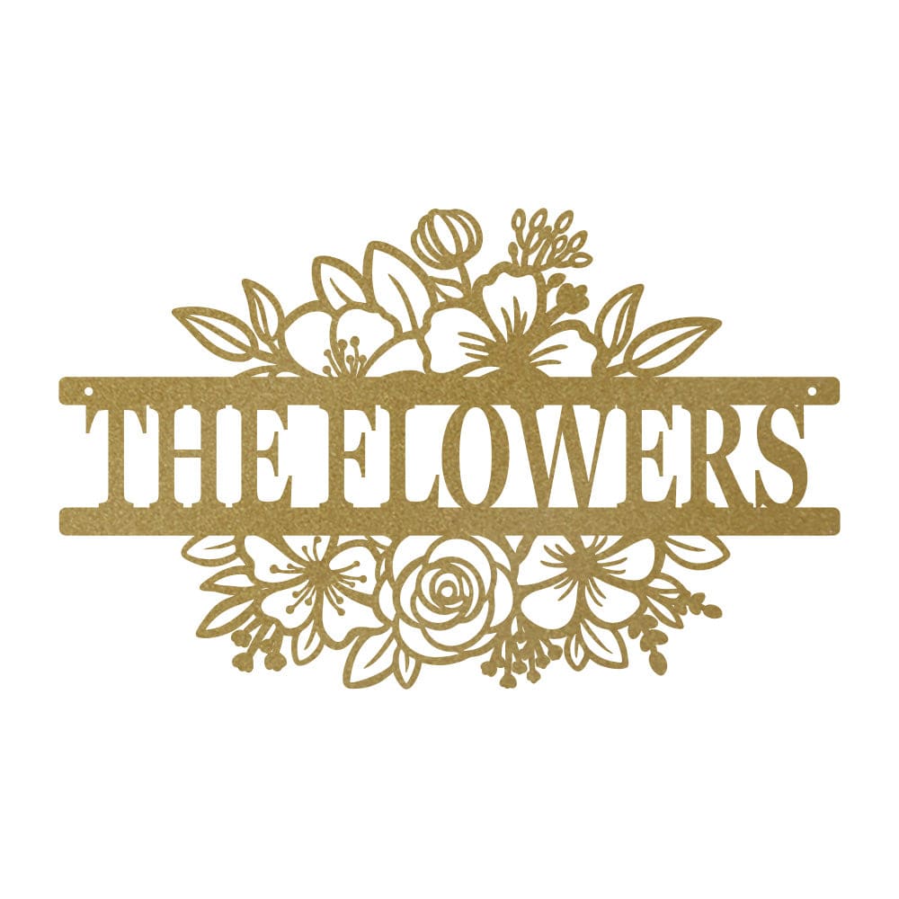 Flower Bouquet Monogram Metal Sign