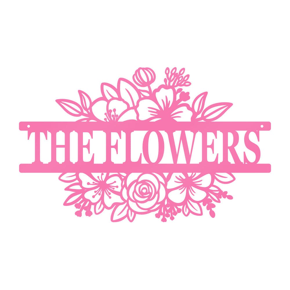 Flower Bouquet Monogram Metal Sign