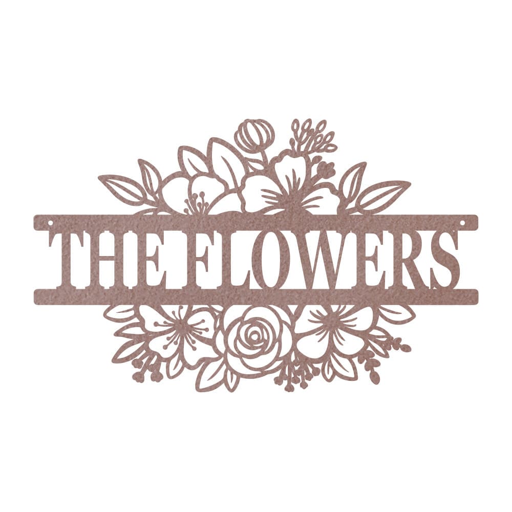 Flower Bouquet Monogram Metal Sign