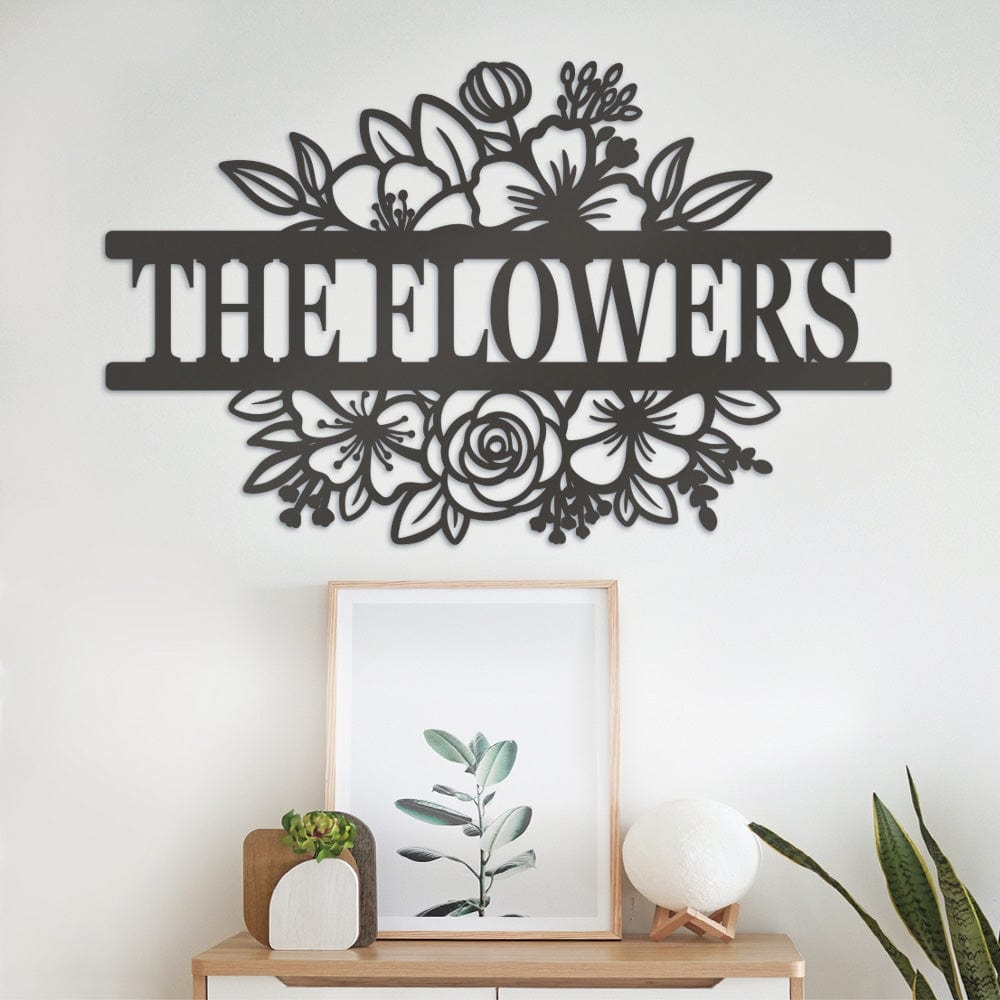 Flower Bouquet Monogram Metal Sign