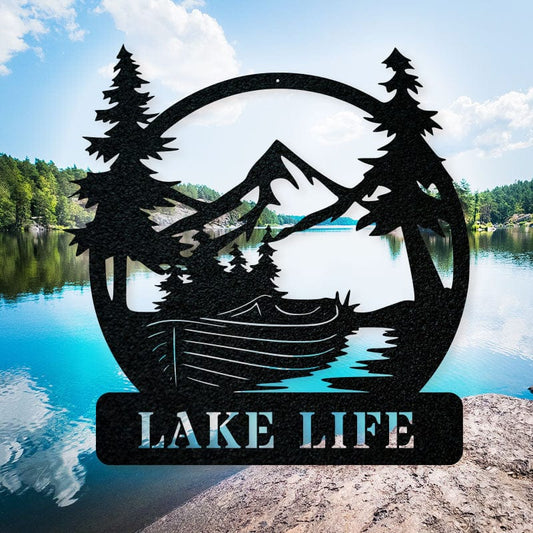 Lake Boat Outdoor Metal Sign - Powder Coated Rust Resistant Wall Art