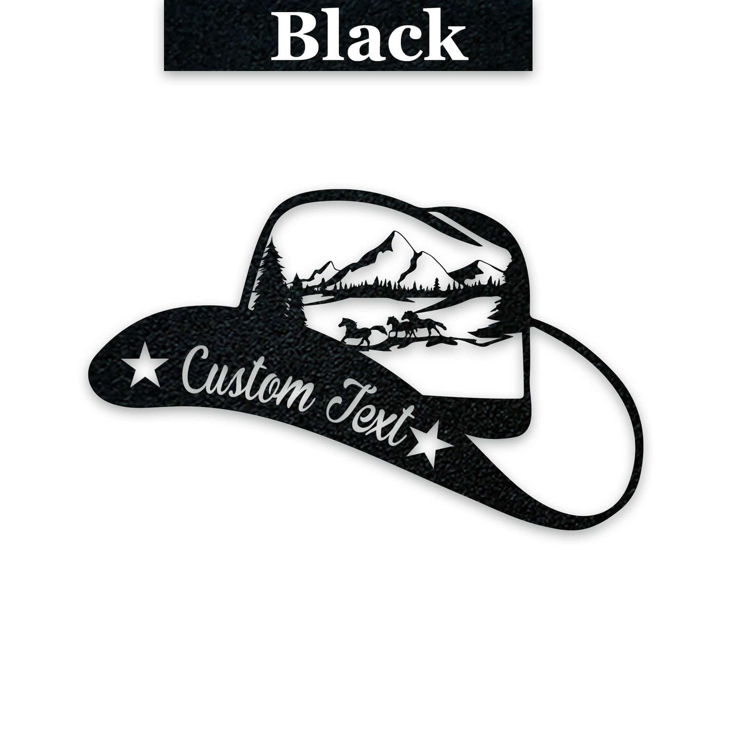 Cowboy Hat Metal Sign - Rustic Western Decor With Horses Running Design