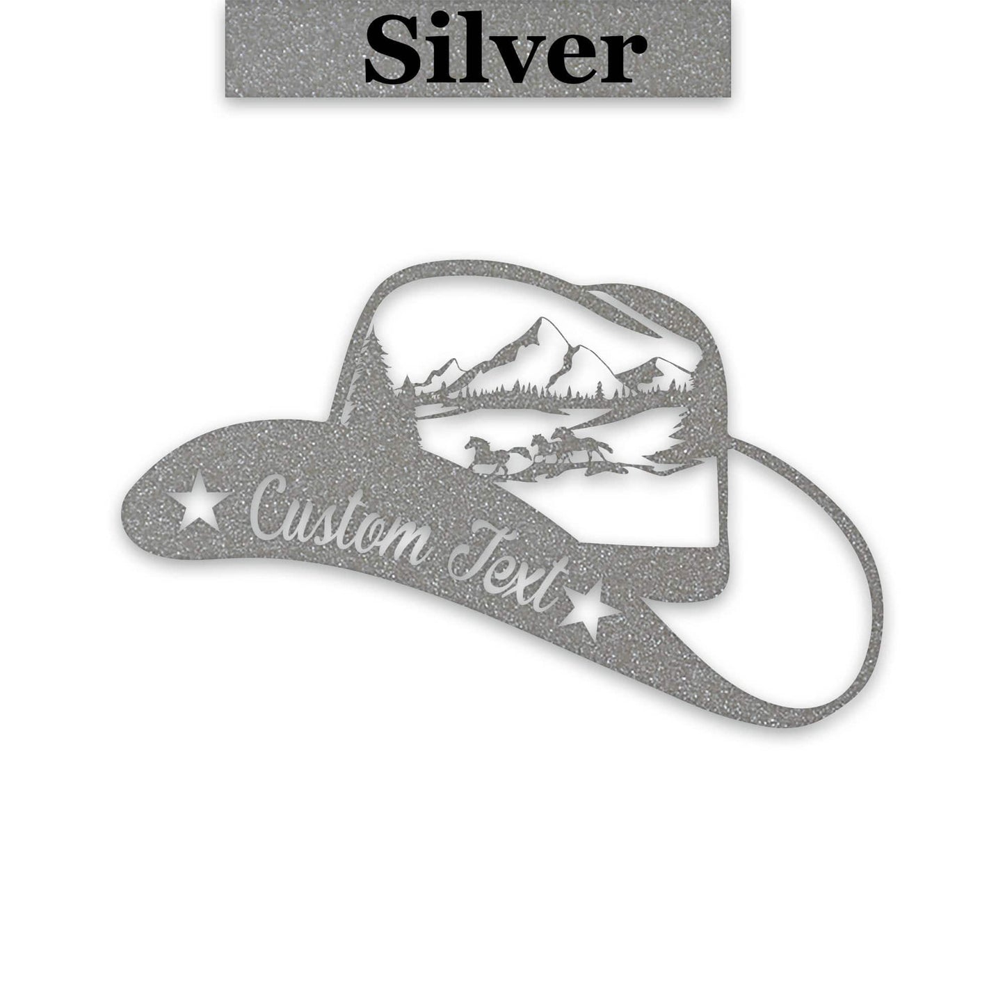 Cowboy Hat Metal Sign - Rustic Western Decor With Horses Running Design