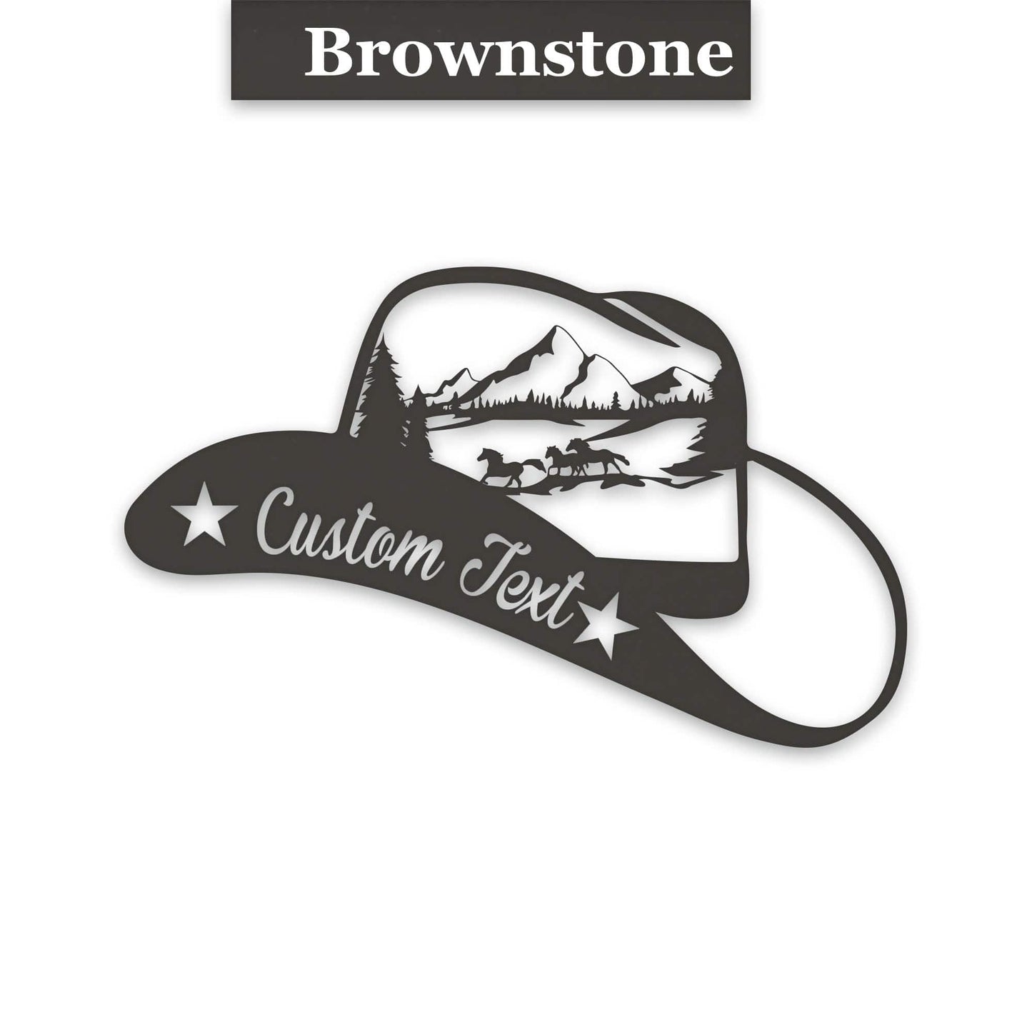 Cowboy Hat Metal Sign - Rustic Western Decor With Horses Running Design