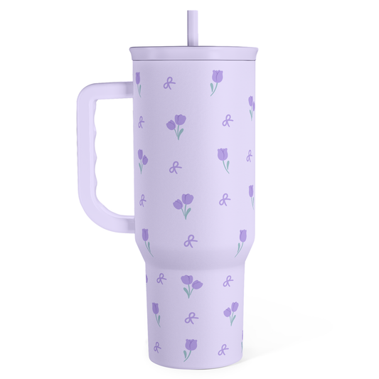 Purple Floral Slidemate | Slider Tumbler with Handle 40oz