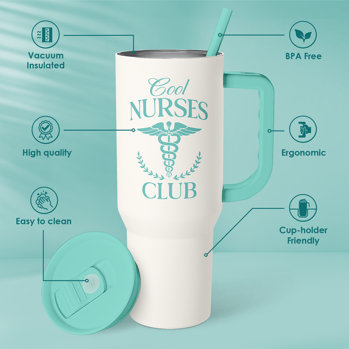 Mint Nurse Slidemate | Slider Tumbler with Handle 40oz