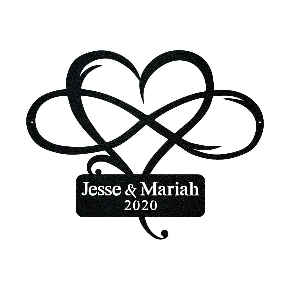 Infinity Heart Monogram Metal Sign