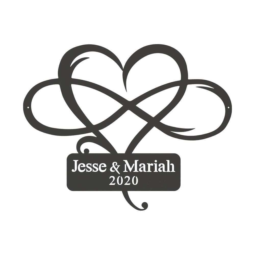 Infinity Heart Monogram Metal Sign