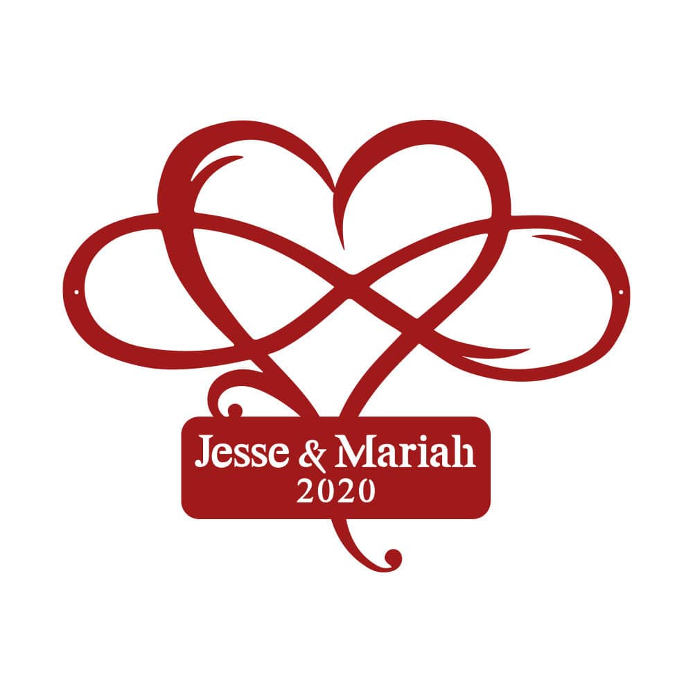 Infinity Heart Monogram Metal Sign